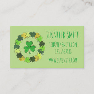 Grönt Lucky Irish Shamrock Klöver Wandest St Paddy Visitkort