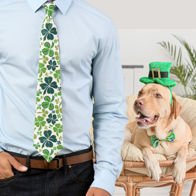 Grönt Lucky Klöver 4 Löv Shamrock Mönster Slips (Skapare uppladdad)