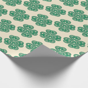 Grönt Lucky Klöver Celtic Knot Wrapping Papper Presentpapper