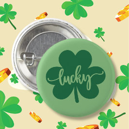 Grönt Lucky Klöver St. Patrick Day runt Knapp