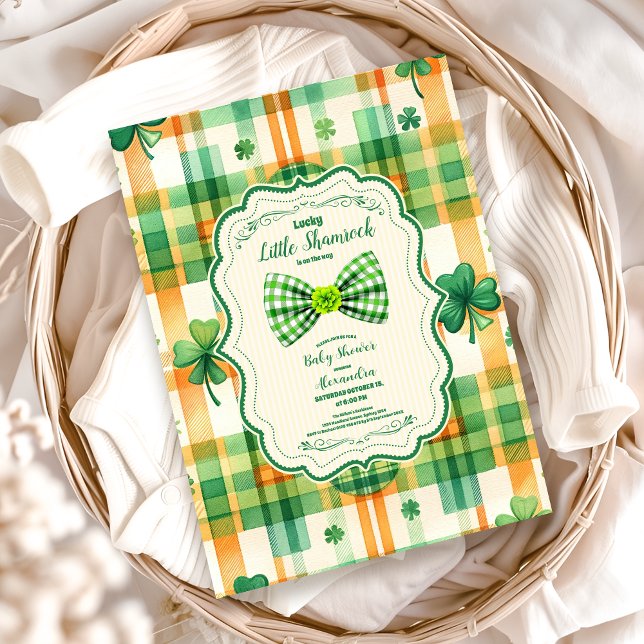 Grönt Lucky Little Shamrock Baby Shower Inbjudningar (Skapare uppladdad)