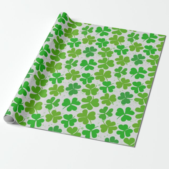 Grönt Lucky Shamrock St patrick's day Presentpapper (Utrullad)