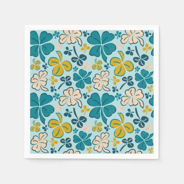 Grönt Lucky Shamrocks Klöver St. Patrick's Day Pappersservett (Framsidan)