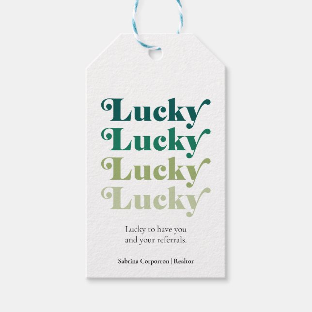 Grönt Lucky St. Patrick's Day Business Marknadsför Presentetikett (Framsidan)