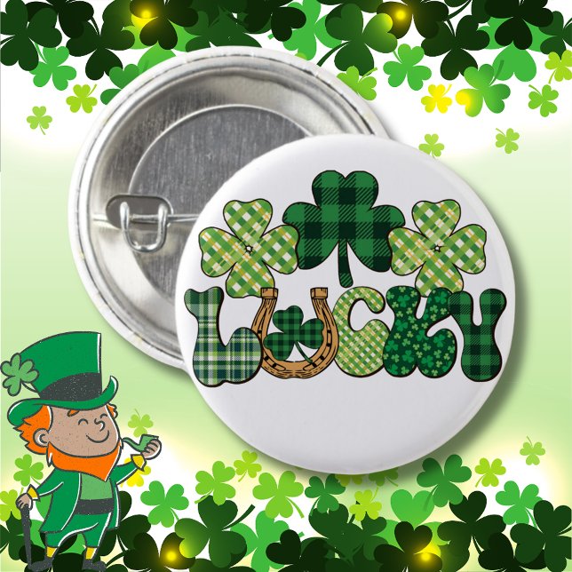 Grönt Lucky St patricks day Knapp (Green Lucky St Patricks Day 3 Cm Round Badge)