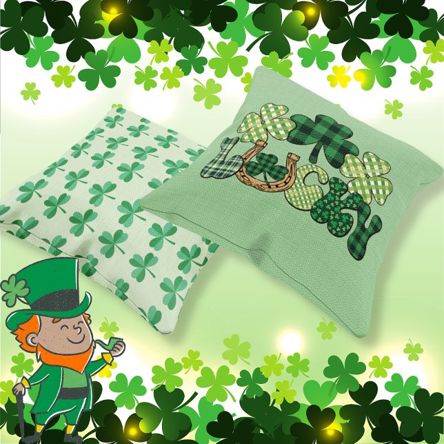 Grönt Lucky St patricks day Kudde (Green Lucky St Patricks Day Cushion)