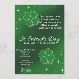 Grönt Lucky Stars St patricks day Party-inbjudan Inbjudningar