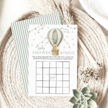 Grönt Luft Balloon Teddy Pojke Shower Game Bingo