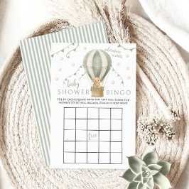 Grönt Luft Balloon Teddy Pojke Shower Game Bingo