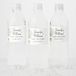 Grönt luftballong babydusch flaska etiketter