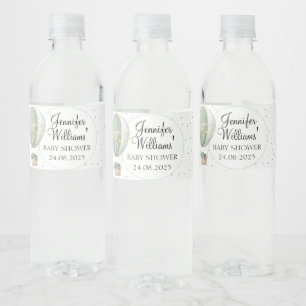 Grönt luftballong babydusch flaska etiketter