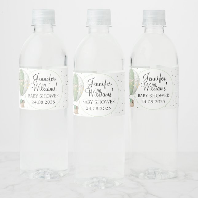Grönt luftballong babydusch flaska etiketter (Flaskor)
