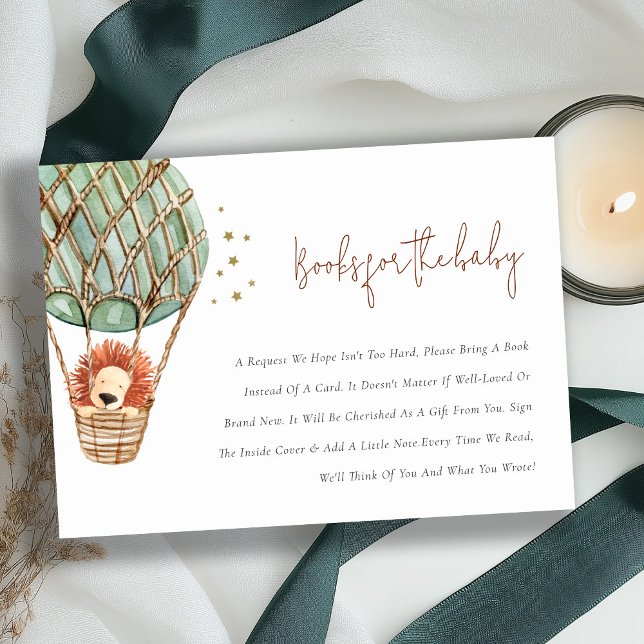 Grönt Luftballong Lejon Bokar för babyvisningsprog Tilläggskort (Skapare uppladdad)