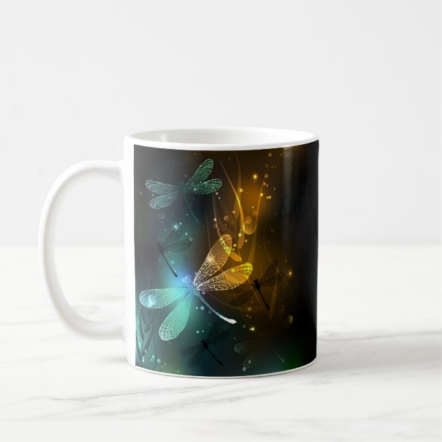 Grönt Luminös drakflygning Kaffemugg (Vänster)