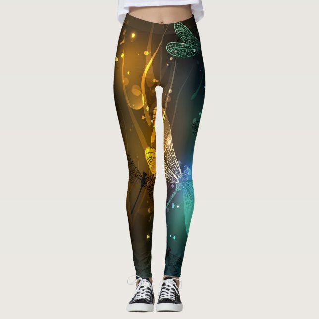 Grönt Luminös drakflygning Leggings (Framsida)