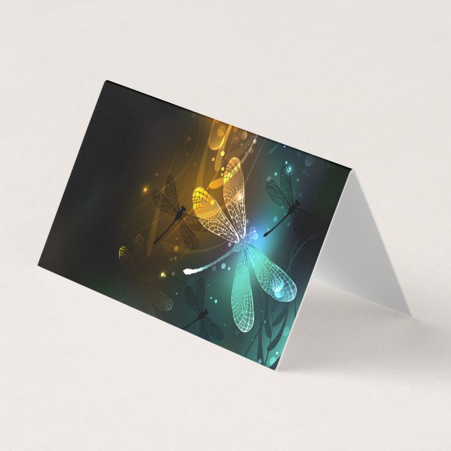 Grönt Luminös drakflygning Visitkort (Framsida)