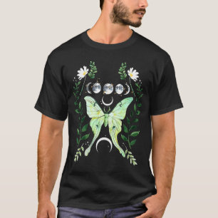 Grönt Luna Moth Witchy Mörk Academia Måne Gothic C T Shirt