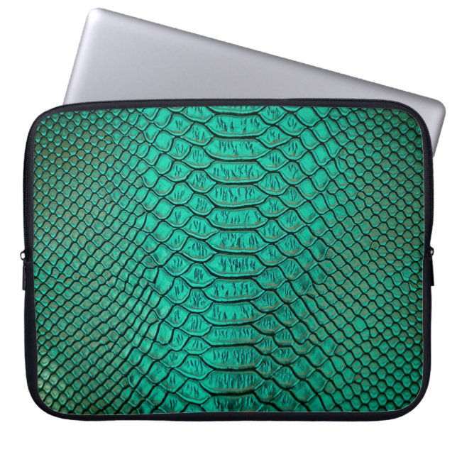 Grönt Luxury Snake Skin Closeup Laptop Fodral (Framsidan)