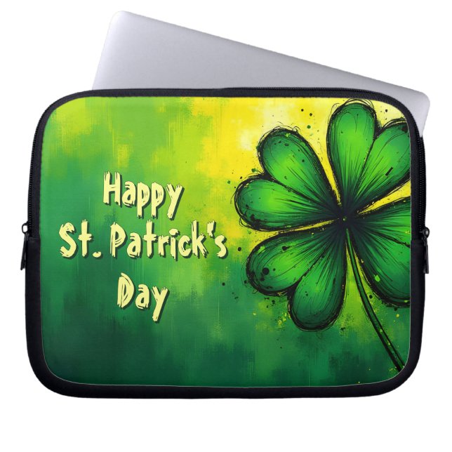 Grönt, Lycka & Glädje - Glad St. Patrick's Day! Laptop Fodral (Framsidan)