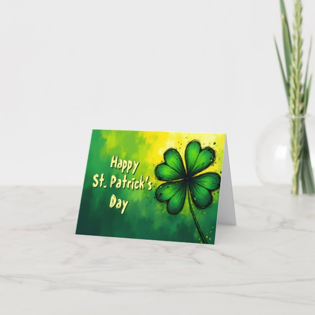 Grönt, lycka och glädje - Lycklig St. Patrick's Da Kort (Framsida)