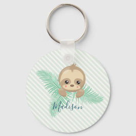 Grönt Lycklig Baby Sloth Baby Shower Nyckelring