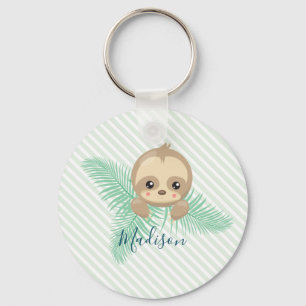 Grönt Lycklig Baby Sloth Baby Shower Nyckelring