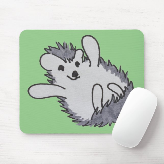 Grönt Lycklig Cute Hedgehog Mousepad Musmatta (Med mus)