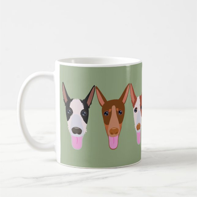 Grönt Lycklig Podenco Hund Ansikte Kaffemugg (Vänster)