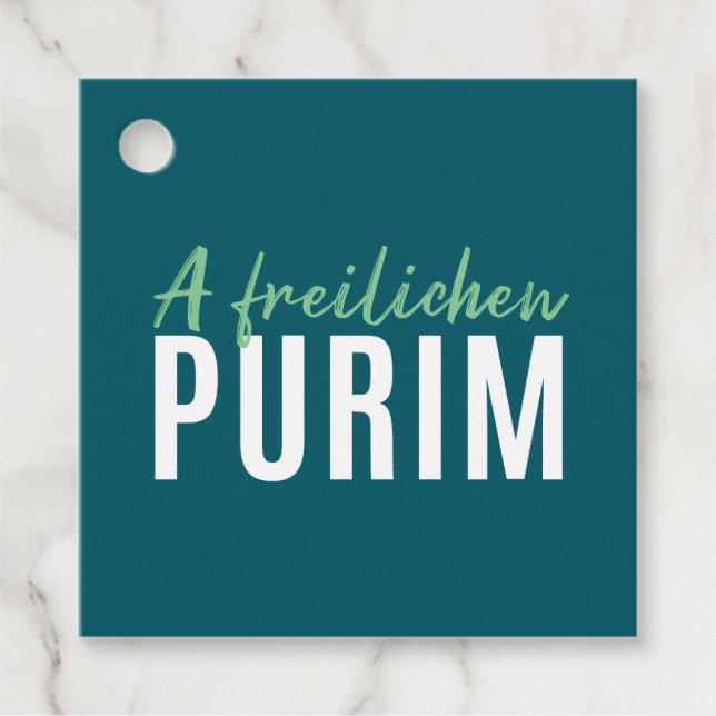 Grönt Lycklig Purim Gåvor Etiketter (Framsida)
