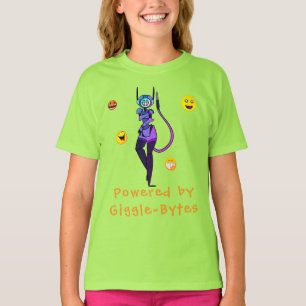 Grönt Lycklig Robot Giggle Roligt T-Shirt