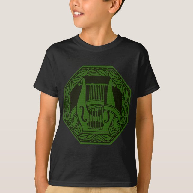 Grönt Lyre Badge Tee Shirt (Framsida)