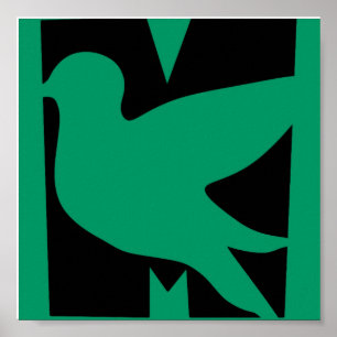 Grönt M BIrd Poster