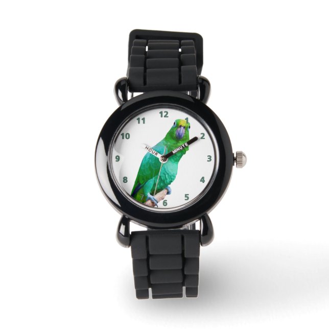Grönt Macaw Parrot på ett Limb-Anpassade Armbandsur (Framsida)