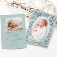 Grönt Magic Meadow Photo Birth Notice