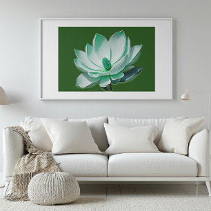Grönt Magnolia Flower Watercolor Wall Art-utskrift Poster