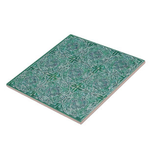 Grönt maiolica stil kakelplatta