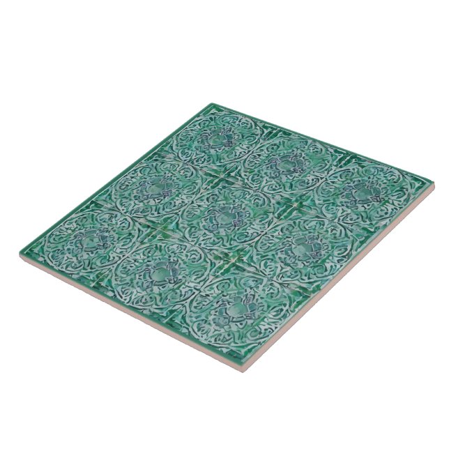 Grönt maiolica stil kakelplatta (Sidan)