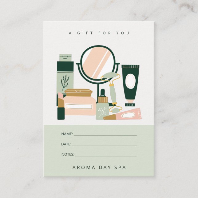  Grönt Makeup-kort för konstnärer från kosmetikapo Tidsbeställning Kort (Framsida)