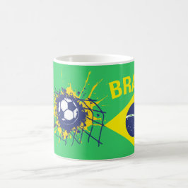 Grönt mål Brasil fotbollsfotboll mugg red