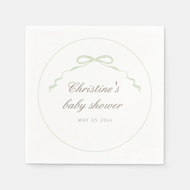 Grönt Mallard Anka Baby Shower Napkins Pappersservett (Framsidan)