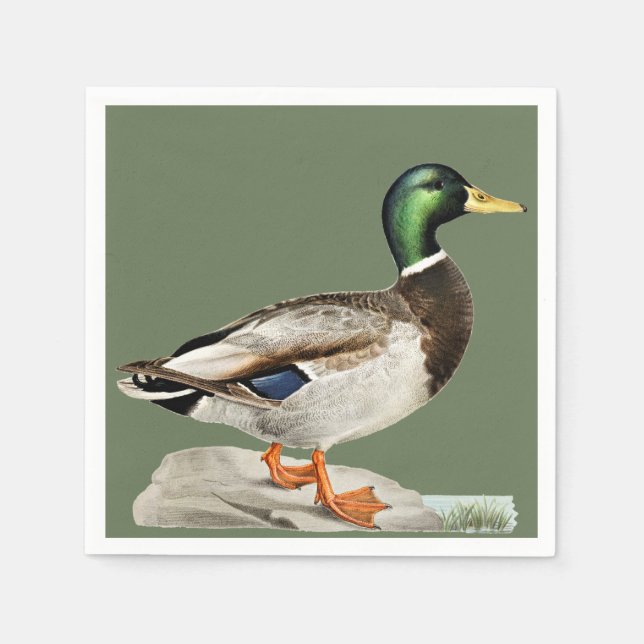 Grönt Mallard Anka Hunting Nature Art Pappersservett (Framsidan)