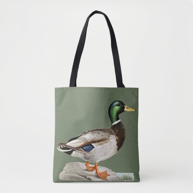Grönt Mallard Anka Hunting Nature Art Tygkasse (Framsida)