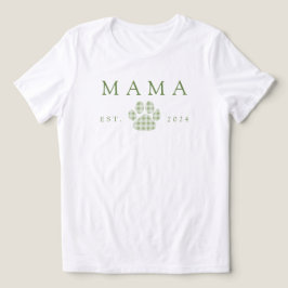 Grönt Mamma Gingham Paw Skriv ut födelsedag T Shirt
