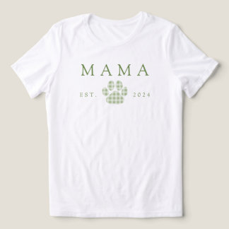 Grönt Mamma Gingham Paw Skriv ut födelsedag T Shirt