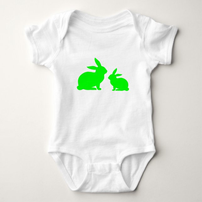 Grönt Mamma och Baby Bunny Baby Bodykostym T Shirt (Framsida)