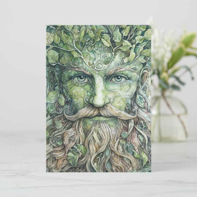 Grönt Man Beltane Card Julkort (Stående Fram)