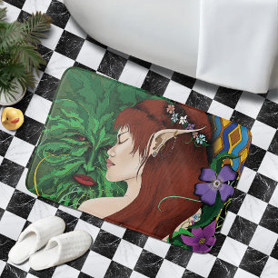 Grönt Man Elf Fantasy Blommigt Badrumsmatta