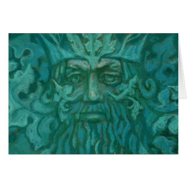 Grönt Man, Forest Kung, Pagan God, Fantasy Art Hälsningskort (Framsidan Horizontal)