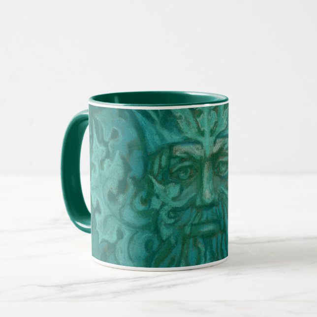 Grönt Man, Forest Kung, Pagan God, Fantasy Art Mugg (Framsida vänster)
