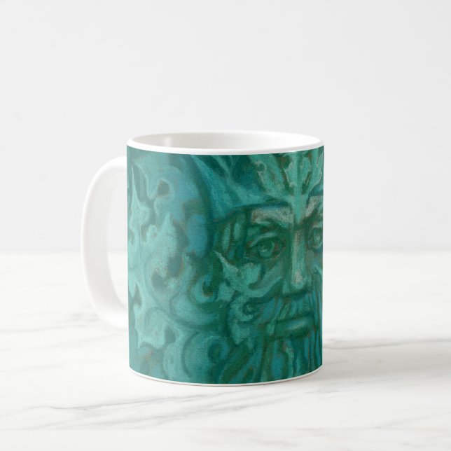 Grönt Man, Forest Kung, Pagan God, Fantasy Art Mugg (Framsida vänster)